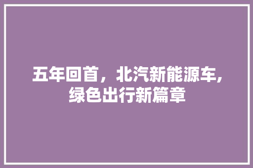 五年回首，北汽新能源车,绿色出行新篇章