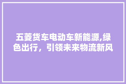 五菱货车电动车新能源,绿色出行，引领未来物流新风尚