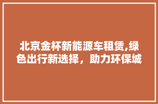 北京金杯新能源车租赁,绿色出行新选择，助力环保城市建设