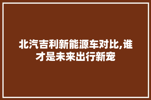北汽吉利新能源车对比,谁才是未来出行新宠 车载导航