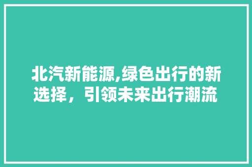 北汽新能源,绿色出行的新选择，引领未来出行潮流