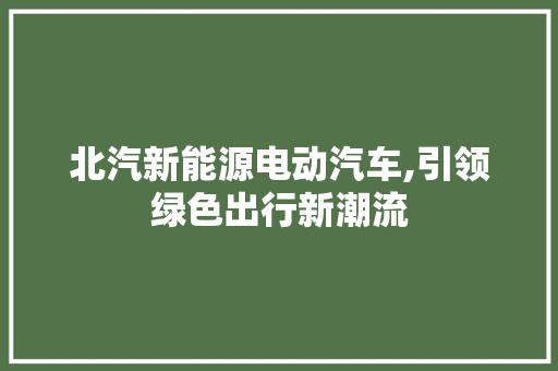 北汽新能源电动汽车,引领绿色出行新潮流