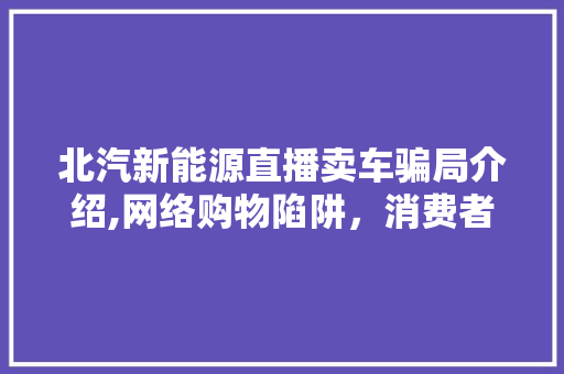 北汽新能源直播卖车骗局介绍,网络购物陷阱，消费者如何防范
