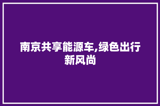 南京共享能源车,绿色出行新风尚