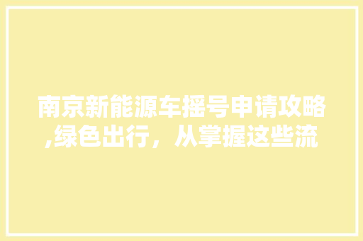 南京新能源车摇号申请攻略,绿色出行，从掌握这些流程开始