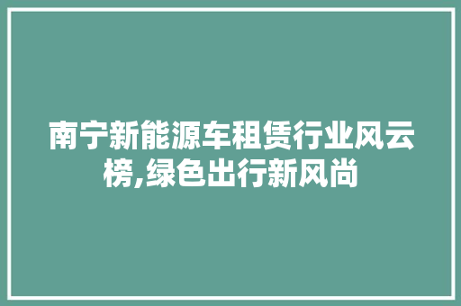 南宁新能源车租赁行业风云榜,绿色出行新风尚