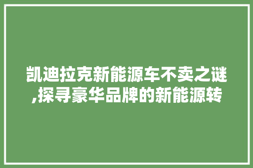 凯迪拉克新能源车不卖之谜,探寻豪华品牌的新能源转型之路