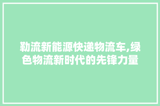 勒流新能源快递物流车,绿色物流新时代的先锋力量
