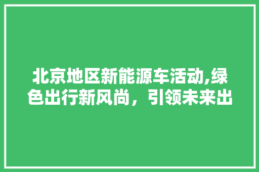 北京地区新能源车活动,绿色出行新风尚，引领未来出行潮流