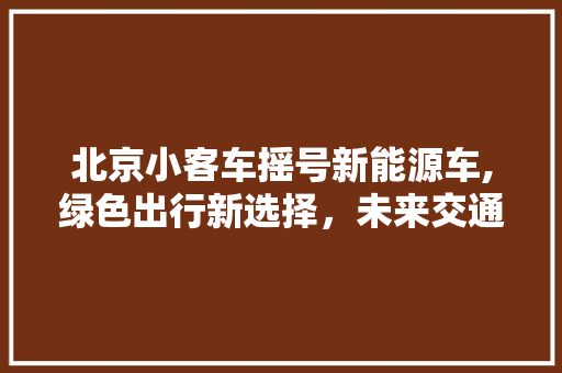 北京小客车摇号新能源车,绿色出行新选择，未来交通新趋势