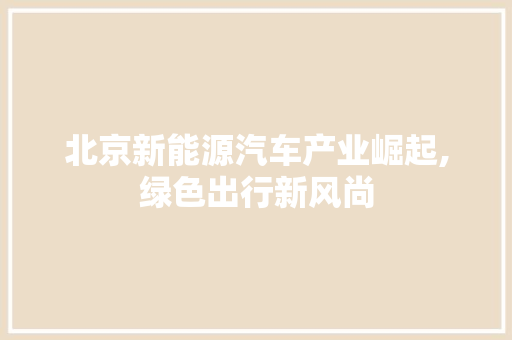 北京新能源汽车产业崛起,绿色出行新风尚