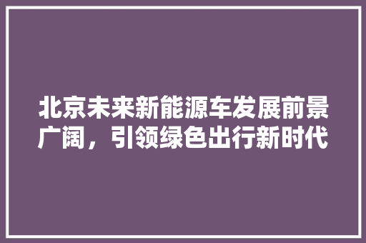 北京未来新能源车发展前景广阔，引领绿色出行新时代