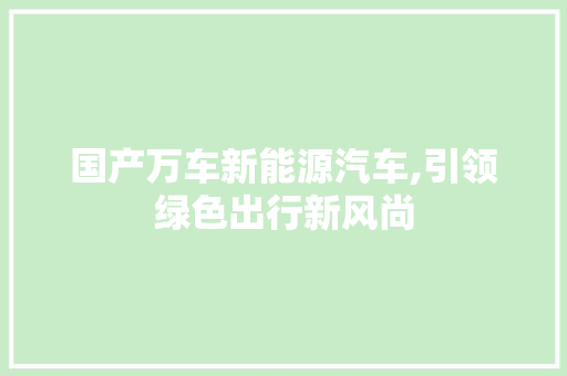 国产万车新能源汽车,引领绿色出行新风尚 汽车轮胎