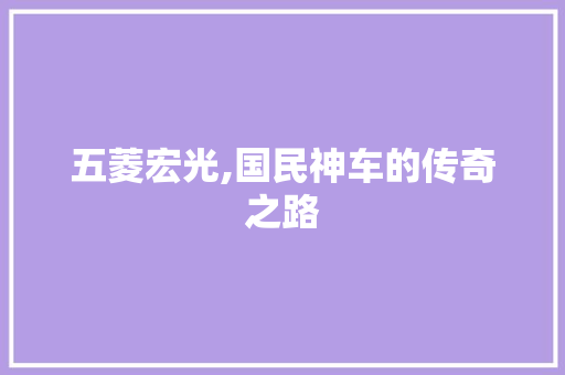 五菱宏光,国民神车的传奇之路