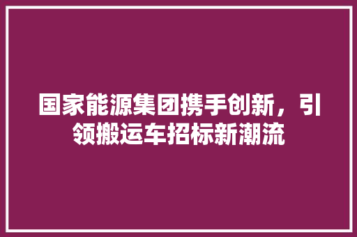 国家能源集团携手创新，引领搬运车招标新潮流