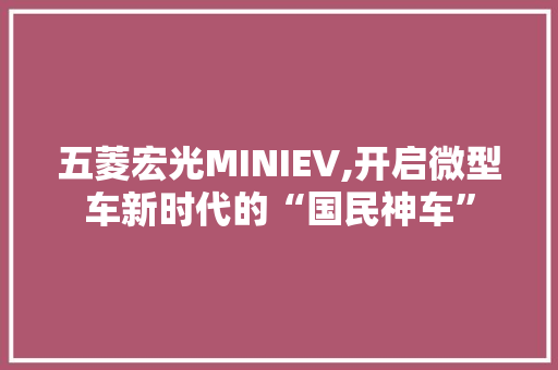 五菱宏光MINIEV,开启微型车新时代的“国民神车”