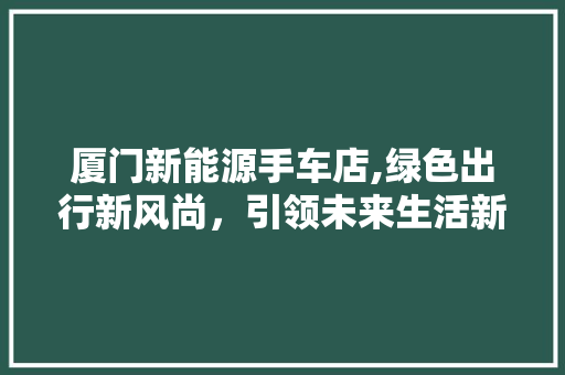 厦门新能源手车店,绿色出行新风尚，引领未来生活新趋势