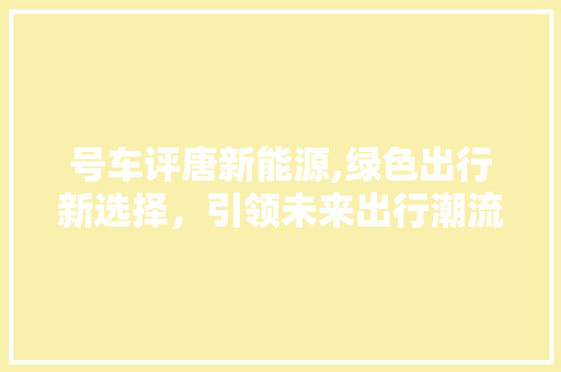 号车评唐新能源,绿色出行新选择，引领未来出行潮流