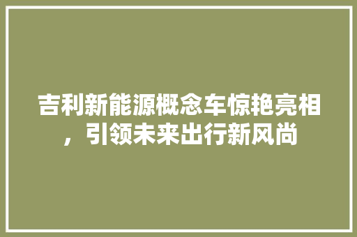 吉利新能源概念车惊艳亮相，引领未来出行新风尚