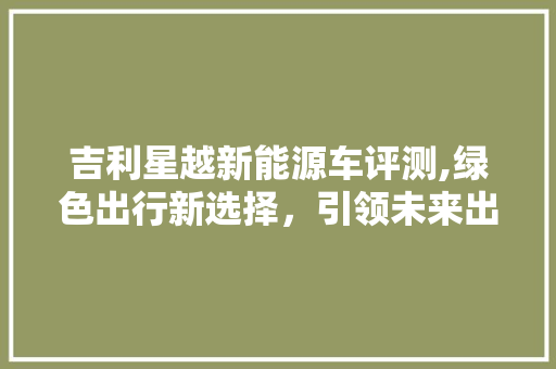 吉利星越新能源车评测,绿色出行新选择，引领未来出行潮流