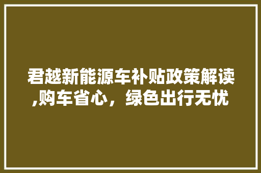 君越新能源车补贴政策解读,购车省心，绿色出行无忧