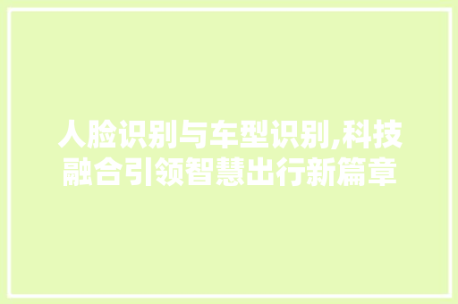 人脸识别与车型识别,科技融合引领智慧出行新篇章