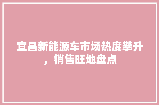 宜昌新能源车市场热度攀升，销售旺地盘点