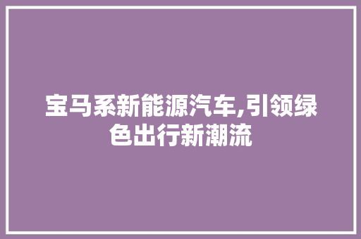 宝马系新能源汽车,引领绿色出行新潮流