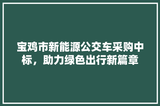 宝鸡市新能源公交车采购中标，助力绿色出行新篇章