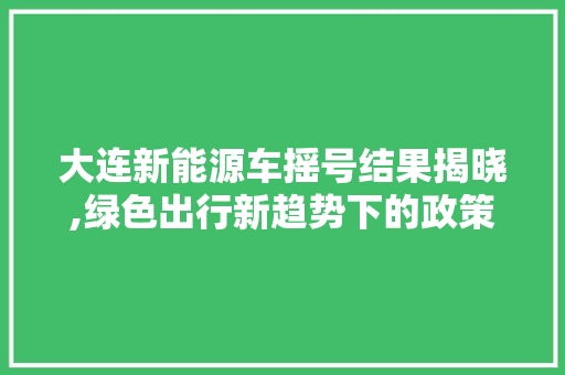 大连新能源车摇号结果揭晓,绿色出行新趋势下的政策助力