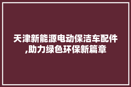 天津新能源电动保洁车配件,助力绿色环保新篇章