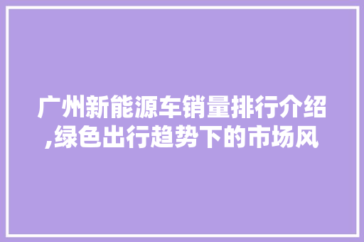 广州新能源车销量排行介绍,绿色出行趋势下的市场风云