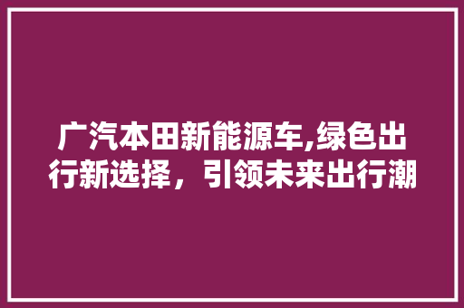 广汽本田新能源车,绿色出行新选择，引领未来出行潮流