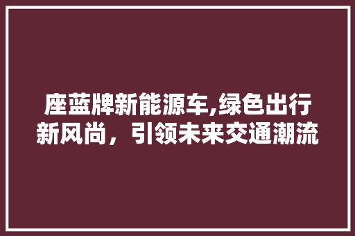 座蓝牌新能源车,绿色出行新风尚，引领未来交通潮流