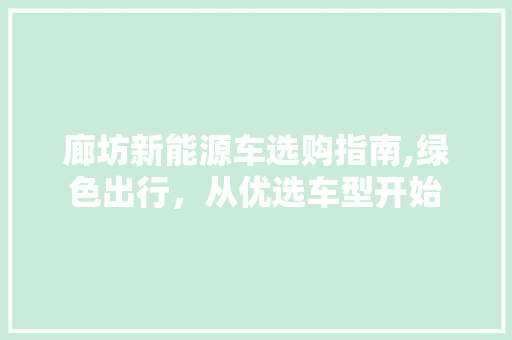 廊坊新能源车选购指南,绿色出行，从优选车型开始 车载导航