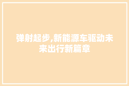 弹射起步,新能源车驱动未来出行新篇章