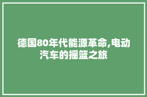 德国80年代能源革命,电动汽车的摇篮之旅