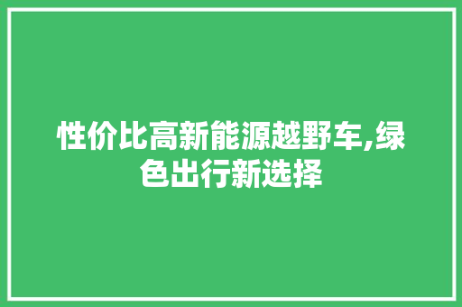 性价比高新能源越野车,绿色出行新选择