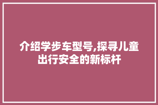 介绍学步车型号,探寻儿童出行安全的新标杆