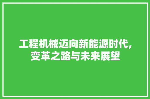 工程机械迈向新能源时代,变革之路与未来展望