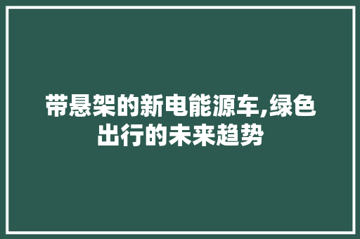 带悬架的新电能源车,绿色出行的未来趋势