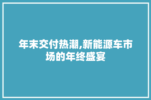 年末交付热潮,新能源车市场的年终盛宴