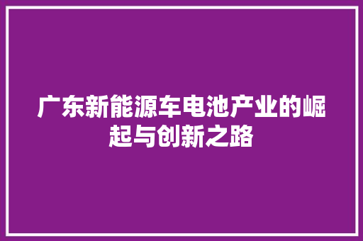 广东新能源车电池产业的崛起与创新之路