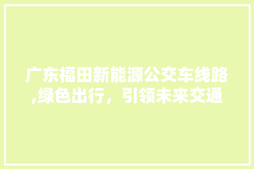 广东福田新能源公交车线路,绿色出行，引领未来交通潮流