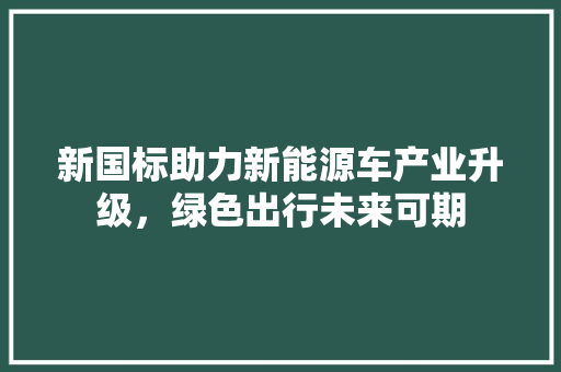 新国标助力新能源车产业升级，绿色出行未来可期