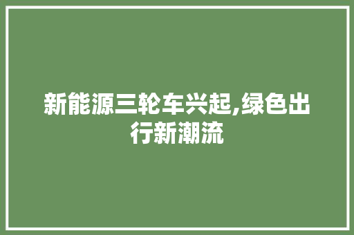 新能源三轮车兴起,绿色出行新潮流