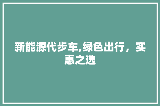 新能源代步车,绿色出行，实惠之选 汽车保养