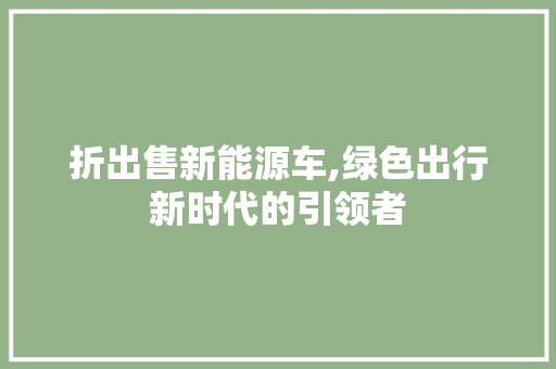 折出售新能源车,绿色出行新时代的引领者