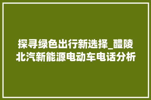 探寻绿色出行新选择_醴陵北汽新能源电动车电话分析