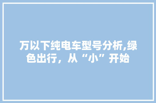 万以下纯电车型号分析,绿色出行，从“小”开始